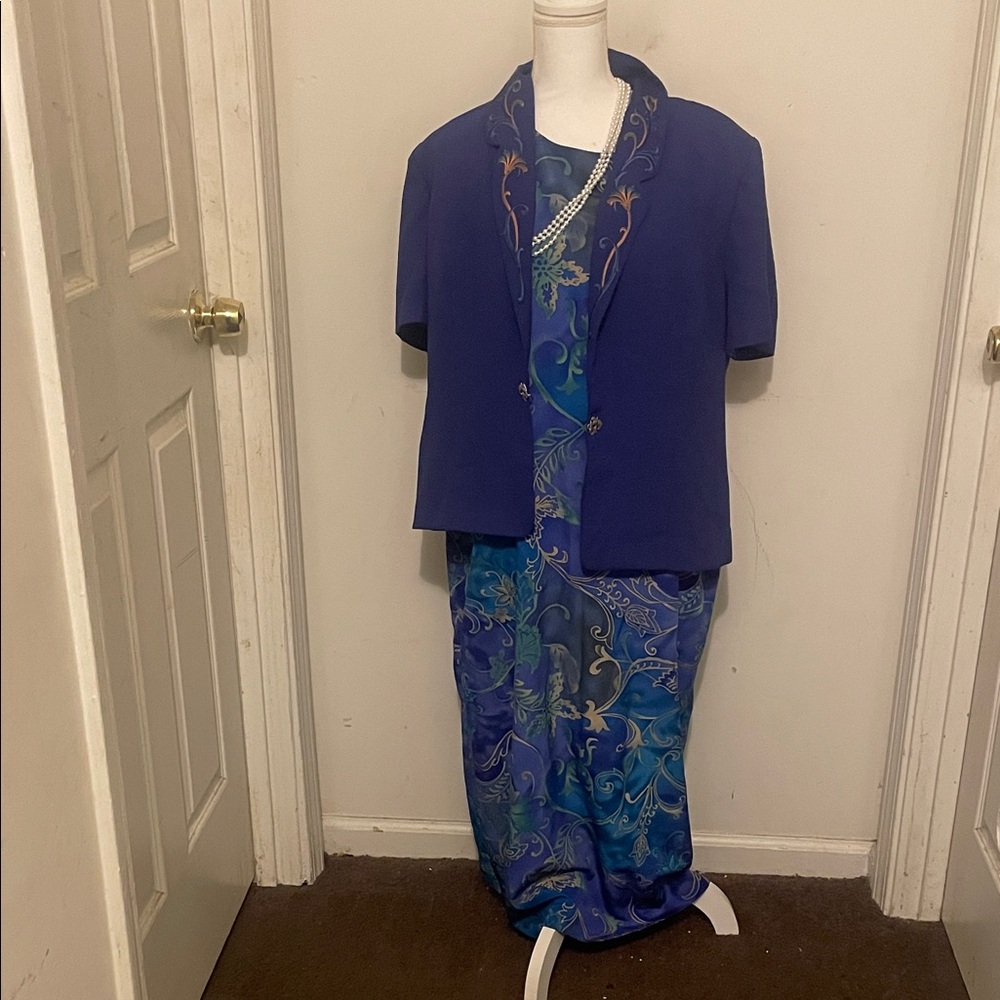 Koret Blue Dress with Pearl Accent
